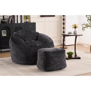 Lyngins Chenille Bean Bag Chairs for Kids and Adults,Comfy Lazy Chairs with Plush Foam and Footrest for Living Room - 1 of 4