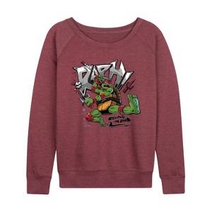 Women's - Teenage Mutant Ninja Turtles - Raphael Going In Loud Lightweight French Terry Wide Neck Long Sleeve Shirt - 1 of 4