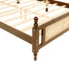 Sapphtopaz Retro Style Bed Frame with Curved Headboard Wood Platform Bed with Wooden Slats Support for Bedroom, No Box Spring Needed - 3 of 4