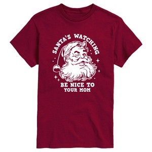 Men's - Instant Message - Santas Watching Be Nice To Mom Short Sleeve Graphic T-Shirt - 1 of 3