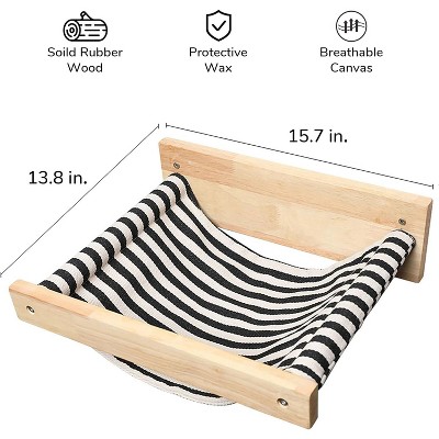 FUKUMARU Hammock Mounted Cat Beds and Perches, Wooden Wall Furniture, Stable Shelves for Sleeping, Playing