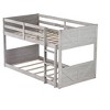 Okak Twin over Twin Floor Bunk Bed with Rubber Wood Frame, Toddler Bunk Beds with Panelled Headboard and Footboard, Bed Frames for Bedroom - 4 of 4