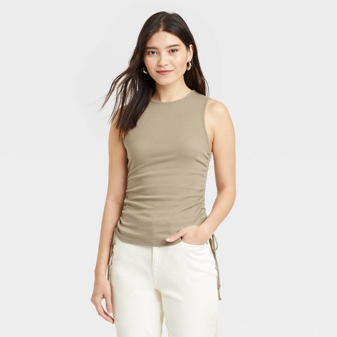 Women's Slim Fit Side-Tie Ruched Top - A New Day™ - image 1 of 3