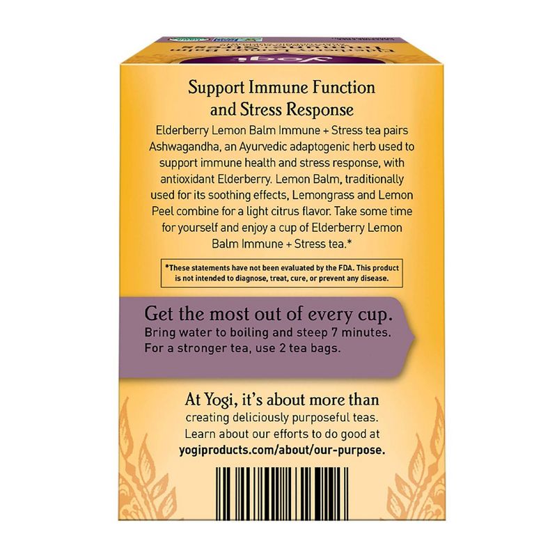 Yogi Tea Elderberry Lemon Balm Immune + Stress - 16ct, 3 of 8