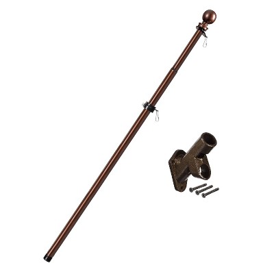 Metal Extendable House Flag Pole with Bracket Set, Bronze