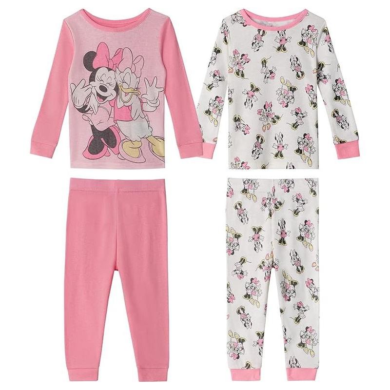 Disney Baby Girl's Minnie Mouse 4-piece Cotton Pajama Set, 1 of 8