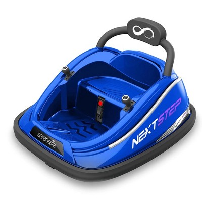 Serenelife 360 Degree Spinning Bumper Car with Adjustable Safety Belt, Control Panel, Soft Bumper, Flashing Lights, Built In Battery & Wheels, Blue