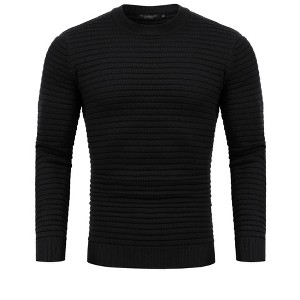 Crew Neck Sweater for Mens Knitted Pullover Sweaters with Solid Stripe - 1 of 4