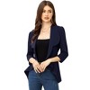 Women's Open Front Waterfall Collar Blazer - 3/4 Sleeve Asymmetric Hem Crop Jacket - 3 of 4