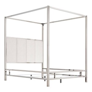 Queen Manhattan Canopy Bed with Vertical Panel Headboard White - Inspire Q