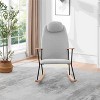 Angel Sar Adjustable Headrest Rocking Chair, Plush Teddy Fabric Glider with High Backrest for Nursery & Living Room, Grey - 2 of 4