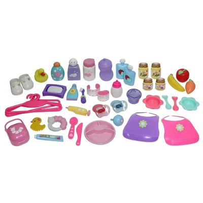 45-Piece Multicolor Plastic Baby Doll Essentials Accessory Bag