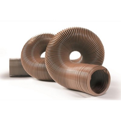 Camco 15' Heavy Duty RV Sewer Hose with High Tensile Strength 15 mils HTS Vinyl and Steel Wire Core, Compressible to 26'', Brown