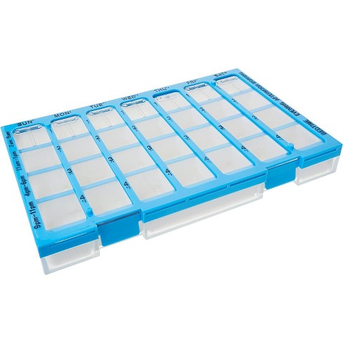 Ezy Dose Weekly (7-day) Pharmadose Pill Organizer, Easy Fill Tray, 4 Times  A Day, Blue (large) : Target