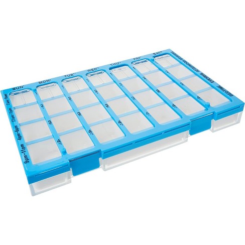 Ezy Dose Weekly (7-day) Pharmadose Pill Organizer, Easy Fill Tray, 4 Times  A Day, Assorted Colors (medium) : Target