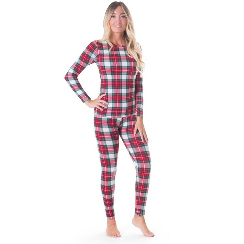 Rocky Thermal Underwear For Women Long Johns Fleece Lined Set Shirt Pants Base Layer white Plaid 2x large Target