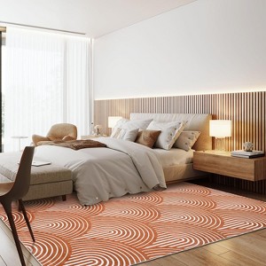 Washable Area Rug, Modern Striped Floor Carpet, No-Shedding Non-Shedding Non-Slip Abstract Mat for Nursery Office Living Room Apartment Bedroom - 1 of 4