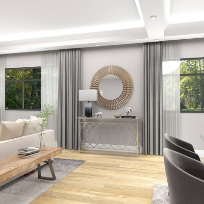 Rustic Sunburst Round Wall Mirror in Silver and Gold Leather