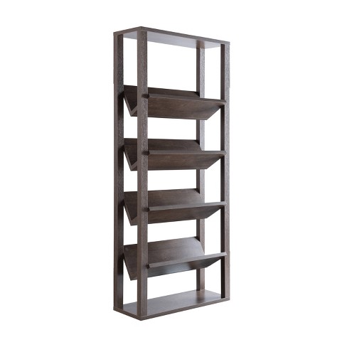 HSH 6 Tier Tall Bookshelf, Wood and Metal Vertical Display Book