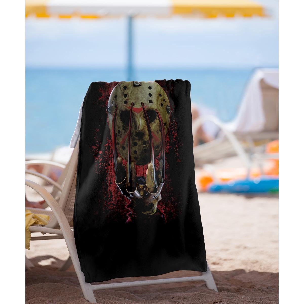 Freddy Vs Jason Mask And Claws 30" x 60" Beach Towel - thumbnail 2