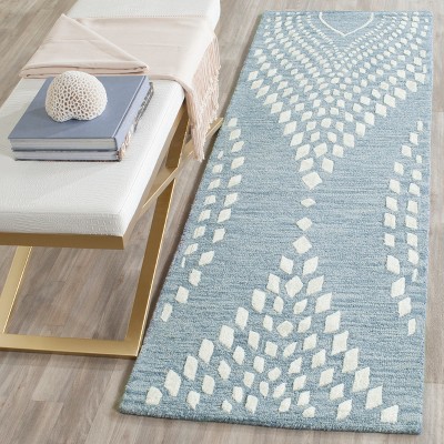 Bella Blue and Ivory Hand-Tufted Wool Runner Rug