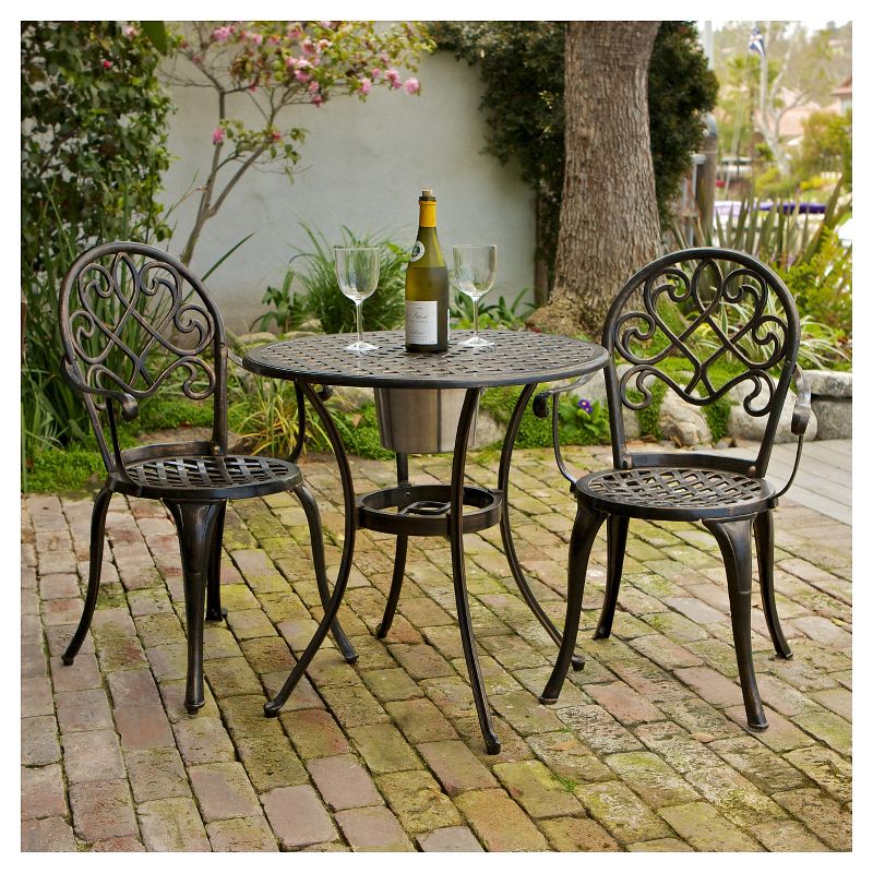Angeles 3pc Cast Aluminum Bistro Set - Copper - Christopher Knight Home, 1 of 8