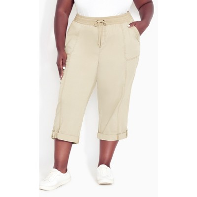 Plus Size Cotton Roll Up Black Capri