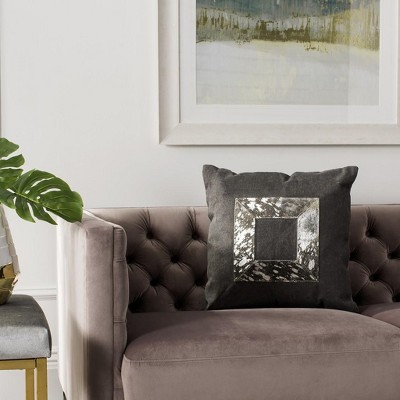 Grayer Metallic Silver and Gray Cowhide 20" Pillow