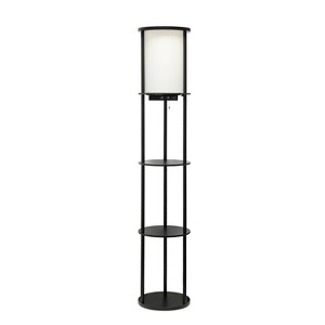 62.5" Round Modern Shelf Etagere Organizer Storage Floor Lamp with 2 USB Charging Ports and 1 Charging Outlet - Simple Designs - 1 of 4