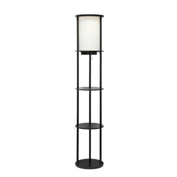 62.5" Round Modern Shelf Etagere Organizer Storage Floor Lamp with 2 USB Charging Ports and 1 Charging Outlet - Simple Designs
