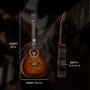 40 Inch Acoustic Guitar For Beginner, 6 Strings Vintage Folk Guitar with Spruce Top,Rosewood Fingerboard, Musical Instrument with 650mm String Length - 2 of 4