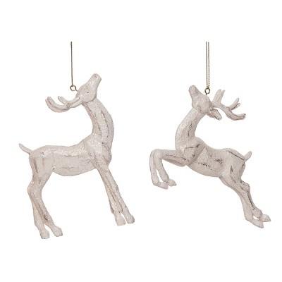 Transpac Resin Glamorous Reindeer Ornament Set of 2 Christmas Home Decorations