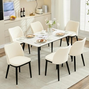 Upholstered Fabric Dining Room Side Chairs, Chair for Dining Room with Padded Seat and Wood Legs - 1 of 4