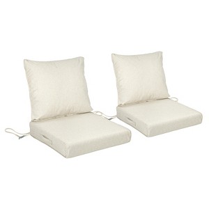 Aoodor Outdoor Deep Seat Cushion Set, Waterproof Patio Furniture Cushions with Adjustable Straps & Removable Cover, Set of 2 - 1 of 4