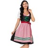 Women's Traditional Dirndl Dress - Embroidered Bodice, Checkered Apron & Detachable Blouse Set - 2 of 4