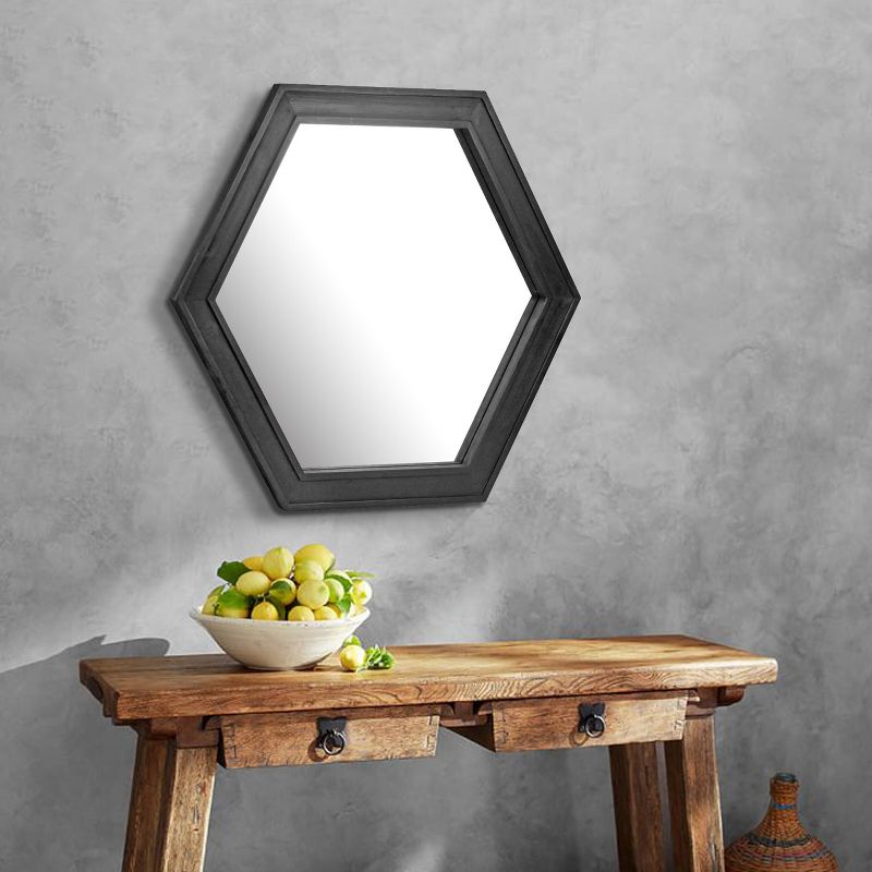 Wooden Hexagon Decorative Wall Mirror - Stonebriar Collection, 5 of 7