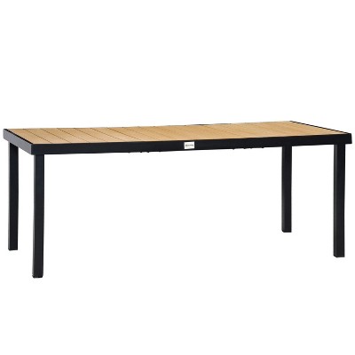 75" x 35" Outdoor Dining Table for 8 People, Rectangular Aluminum Frame Garden Table with All-Weather Faux Wood Top