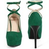 BLISSFUL STEP Women's Round Toe Stiletto Heel Cross Strap Lace Up Buckle Pumps - 3 of 3