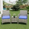 3 Piece Patio Set, PE Rattan Patio Conversation Set, 2 Chairs + Coffee Table, Outdoor Patio Furniture Set for Patio Front Porch Balcony Bistro - 2 of 4