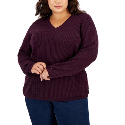 Tommy Hilfiger Womens Cable-Knit Knit Sweater