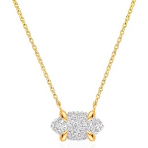 Circle CZ Pendant Necklace 14K Gold Plated Twist Rope Chain Jewelry - 1 of 4