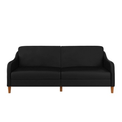 Jonna Coil Futon Faux Leather Black - Room & Joy