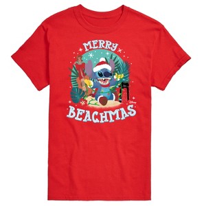 Men's - Lilo and Stitch - Merry Beachmas Christmas Short Sleeve Graphic T-Shirt - 1 of 4