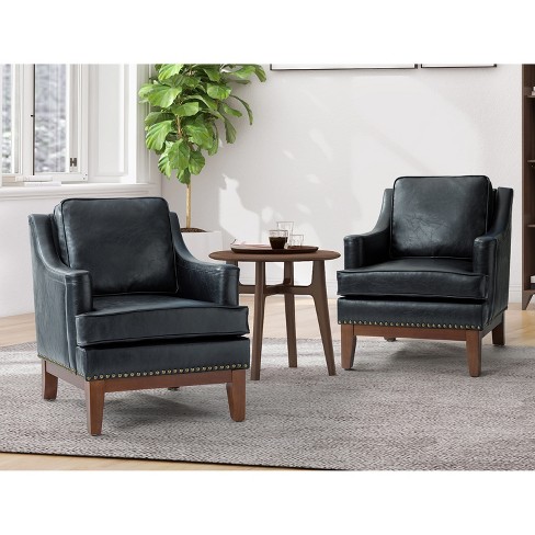 Bonita Transitional Vegan Leather Armchair With Removable Seat