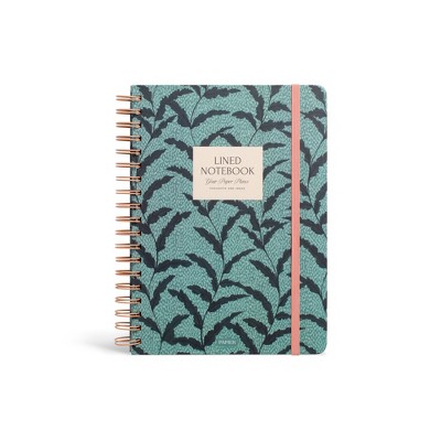 Papier 150pg Ruled Notebook 9.84"x7.48" Spiral Leafy Vines: College Ruled, Hard Cover, Adult Stationery, Green