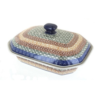 Blue Rose Polish Pottery Athena Medium Covered Baking Dish