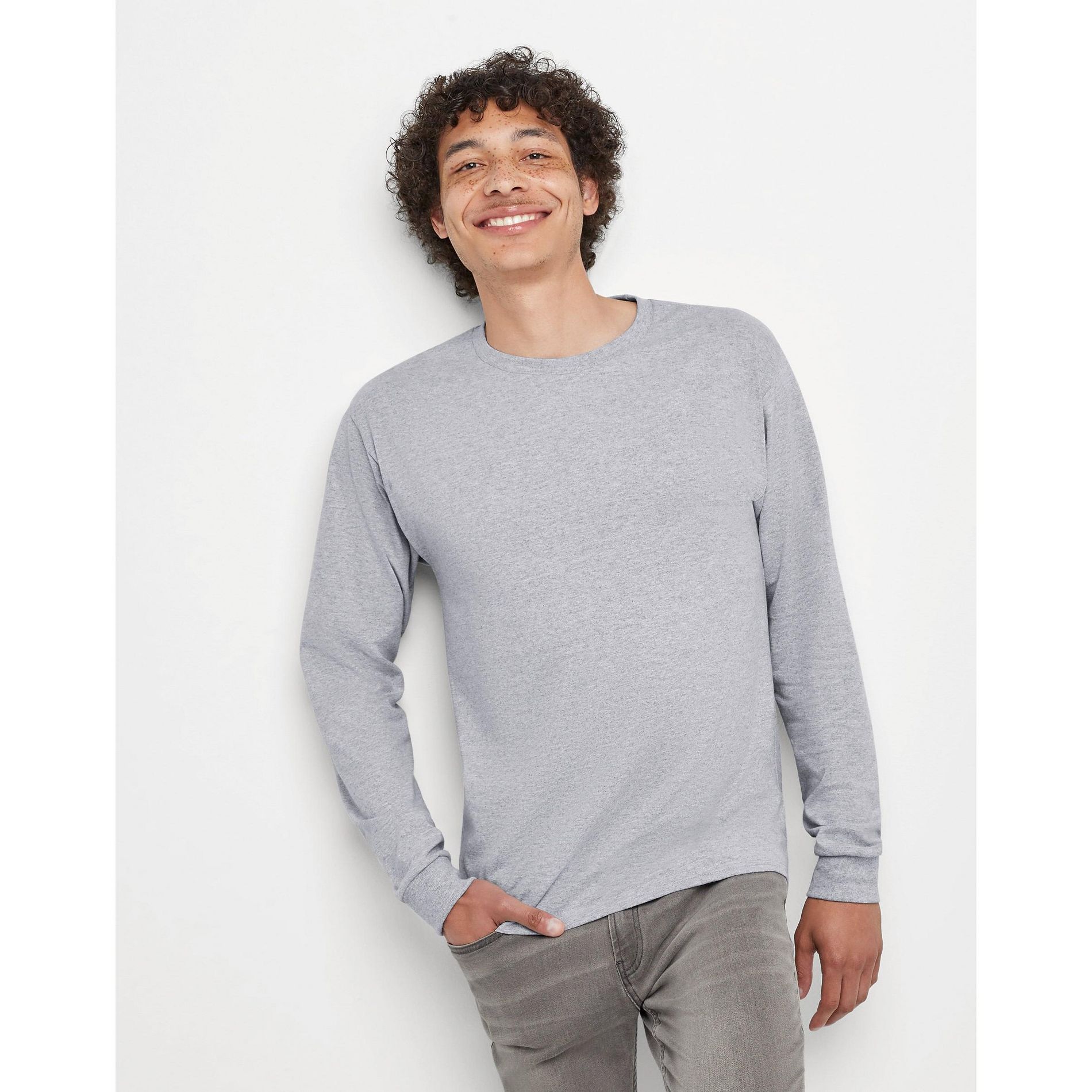 Hanes Essentials Men's Cotton Long Sleeve T-Shirt, 2-Pack
