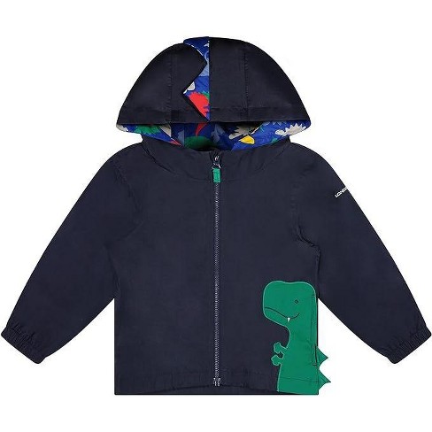LONDON FOG Baby Boys Little Animal Jersey Lined Rainslicker Jacket Navy Dino 12 Months