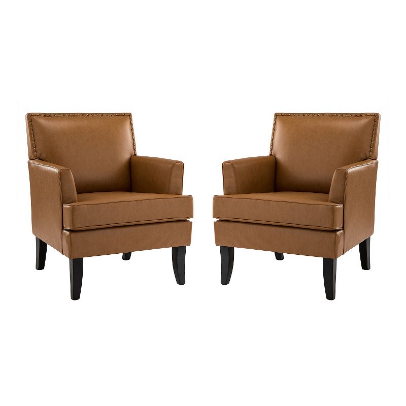 Set of 2 Wooden Upholstered Accent Chair Celadon Armchair | ARTFUL LIVING DESIGN, 1 of 12