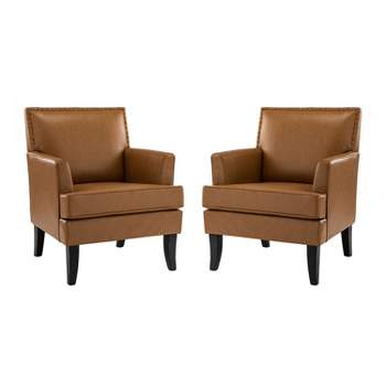 Set of 2 Wooden Upholstered Accent Chair Celadon Armchair | ARTFUL LIVING DESIGN